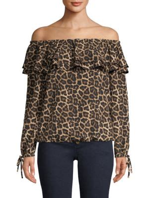 michael michael kors off-the-shoulder leopard print top|MICHAEL Michael Kors Leopard Off.